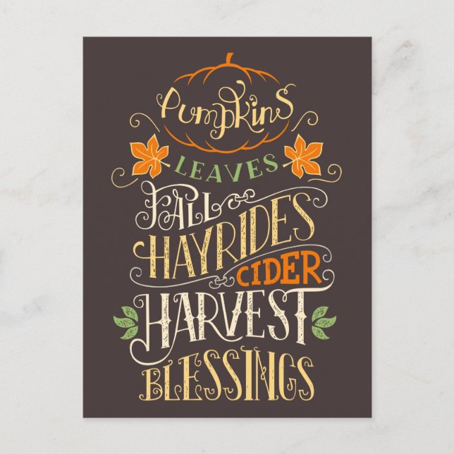 Fall & Harvest Blessings Postcard (Front)