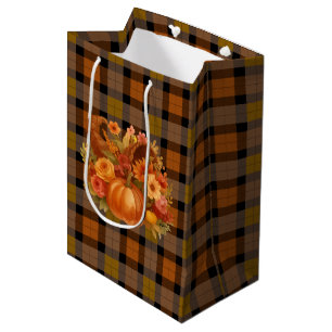 Fall Harvest Cornucopia  Medium Gift Bag