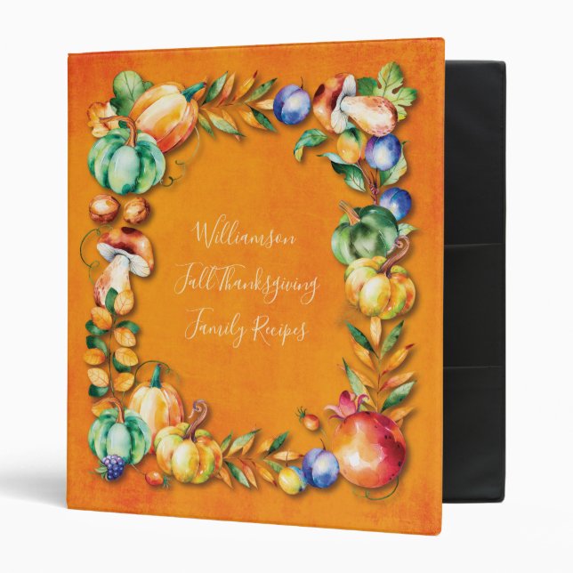 Fall Harvest  Family Thanksgiving Recipes Binder (Front/Inside)