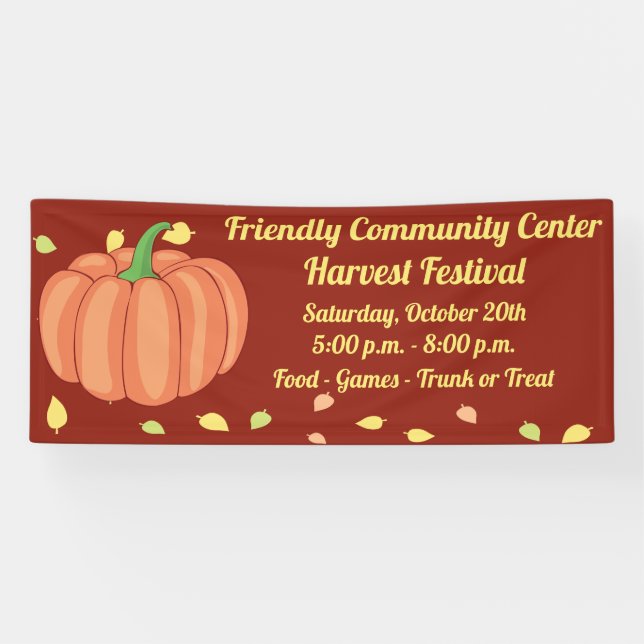 Fall Harvest Festival Pumpkin Trunk or Treat Banner (Horizontal)
