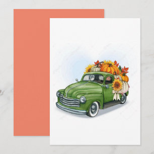 Fall Harvest In a Green Truck Invitation