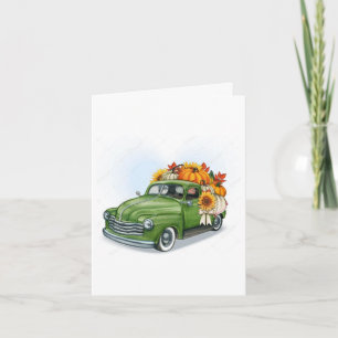 Fall Harvest In a Green Truck    Invitation