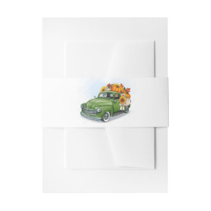 Fall Harvest in a Green Truck    Invitation Belly Band