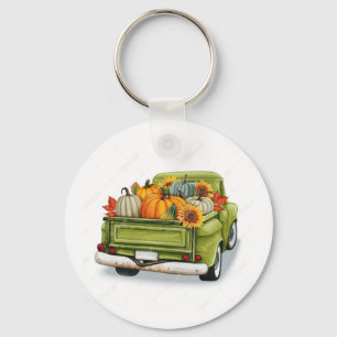 Fall Harvest in a Green Truck Keychain