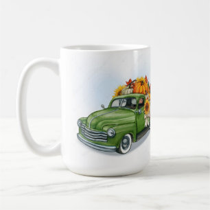 Fall Harvest in a Green Truck     Latte Mug