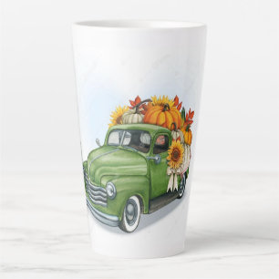 Fall Harvest in a Green Truck     Latte Mug