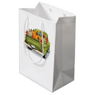 Fall Harvest in a Green Truck    Medium Gift Bag