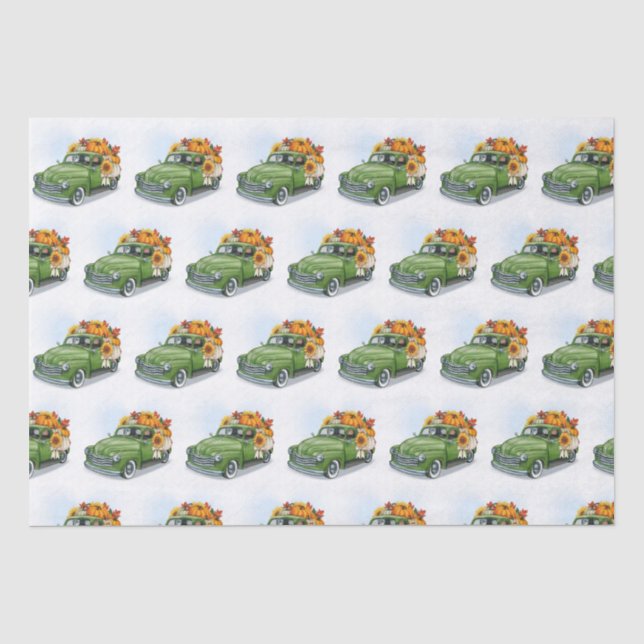 Fall Harvest in a Green Truck   Tissue Paper (Front)