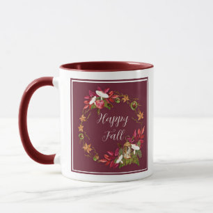 Fall harvest nature with customizable text  mug
