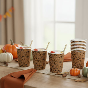 Fall Harvest Pumpkin Paper Cups
