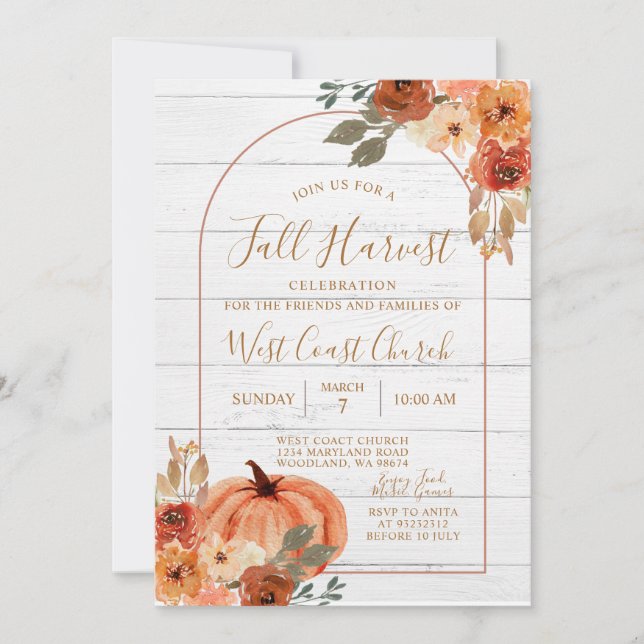 Fall Harvest Pumpkin Party Fest Picnic Invitation (Front)