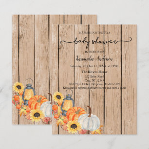 Fall Harvest Pumpkin Rustic Baby Shower Invitation