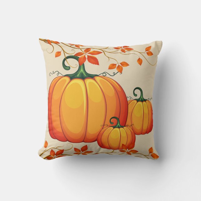 Fall Harvest Pumpkin Throw Pillow (Front)