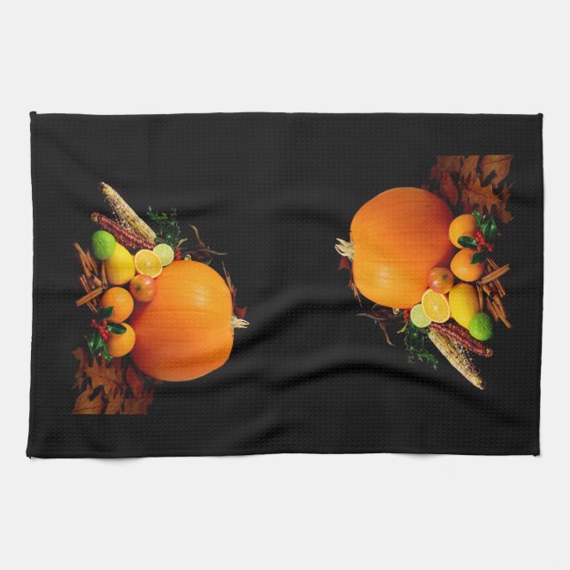 Fall Harvest Pumpkins and Gourds Kitchen Towel (Horizontal)