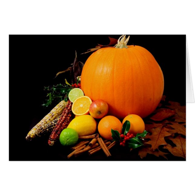 Fall Harvest Pumpkins and Maize Corn (Front Horizontal)