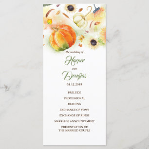 Fall Harvest Pumpkins Sunflowers Wedding Programs