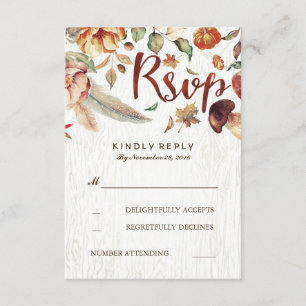 Fall Harvest Rustic Wedding Rsvp Card