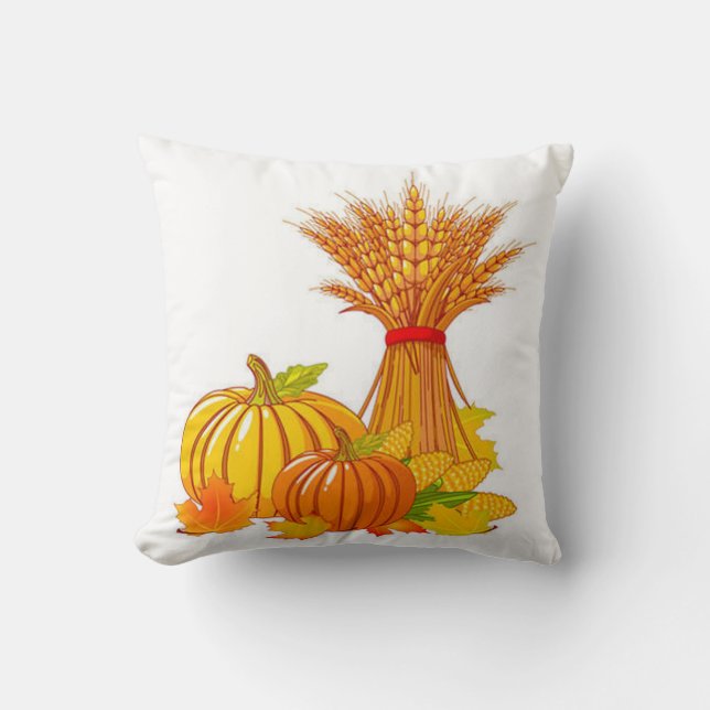 Fall Harvest Throw Pillow/Thanksgiving Throw Pillow (Front)