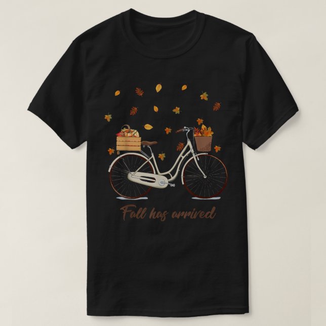 Fall Has Arrived Bicycle Cute Fall Leaves Autumn P T-Shirt (Design Front)