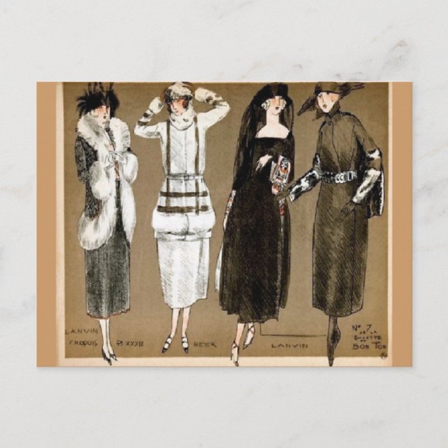 Fall Haute Couture 1920s illustration Postcard (Front)