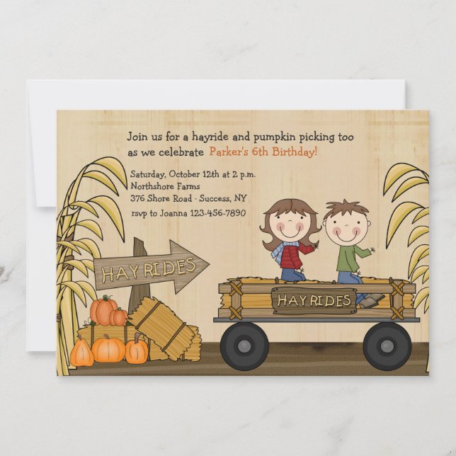 Fall Hayride Party Invitation (Front)