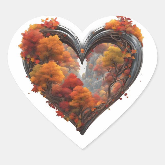 Fall Heart and Trees Sticker (Front)