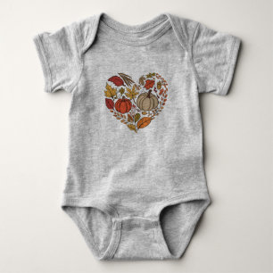 Fall Heart Cottagecore Pumpkin Heart Thanksgiving  Baby Bodysuit