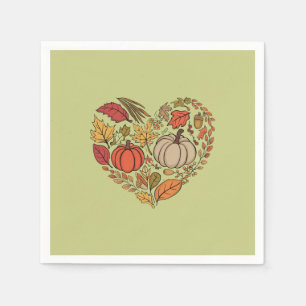 Fall Heart Cottagecore Pumpkin Heart Thanksgiving Napkin