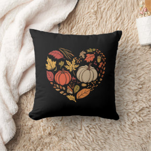 Fall Heart Cottagecore Pumpkin Heart Thanksgiving  Throw Pillow