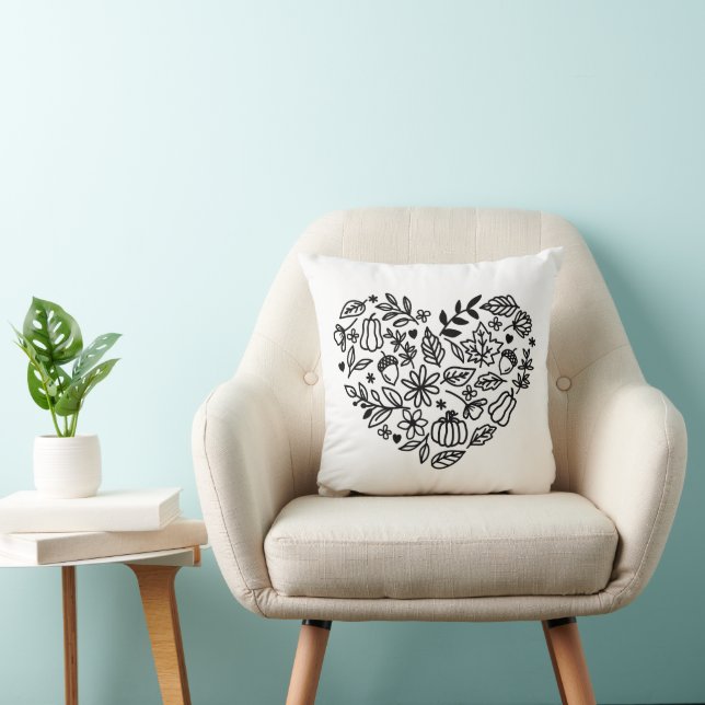 Fall Heart Throw Pillow (Chair)