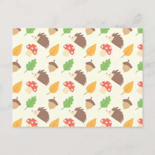 Fall Hedgehog Pattern Postcard