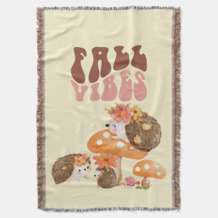 Fall Hedgehogs  Throw Blanket