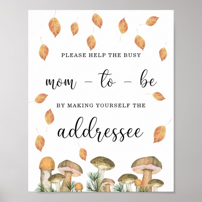 Fall Help the Busy Mom-to-Be Address an Envelope Poster (Front)