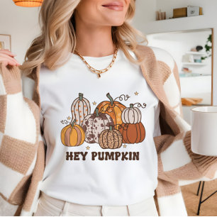Fall Hey pumpkin cute cozy retro style T-Shirt