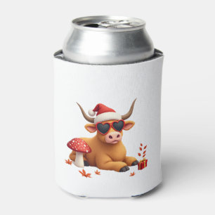 Fall Highland Cow Pumpkin Bow Christmas Girls Kids Can Cooler