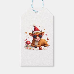 Fall Highland Cow Pumpkin Bow Christmas Girls Kids Gift Tags