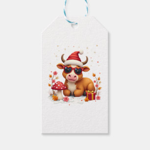 Fall Highland Cow Pumpkin Bow Christmas Girls Kids Gift Tags