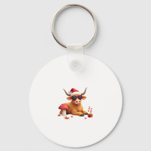 Fall Highland Cow Pumpkin Bow Christmas Girls Kids Keychain