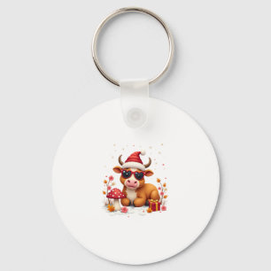 Fall Highland Cow Pumpkin Bow Christmas Girls Kids Keychain