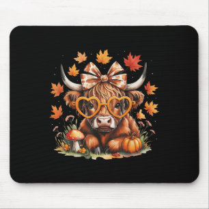 Fall Highland Cow Pumpkin Bow Thanksgiving Fall Gi Mouse Pad