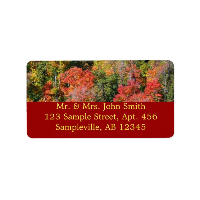 Fall Hillside Colourful Autumn Nature Photography Label (Front)