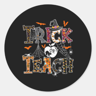 Fall Holiday Thanksgiving Halloween Teacher Trick Classic Round Sticker