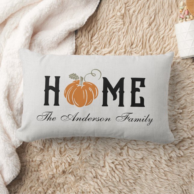 Fall Home Custom Family Name Lumbar Pillow (Blanket)