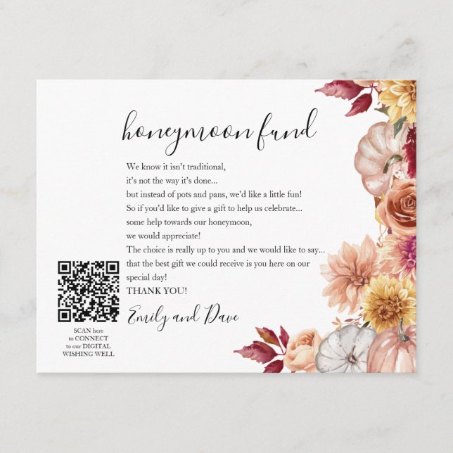 Fall Honeymoon wish QR CODE  Enclosure Card (Front)