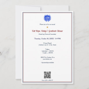 Fall Hope Unity Gratitude Logo Fundraiser Dinner Invitation