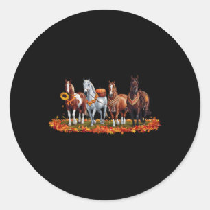 Fall Horse Animal Thanksgiving Sunflowers Pumpkin Classic Round Sticker