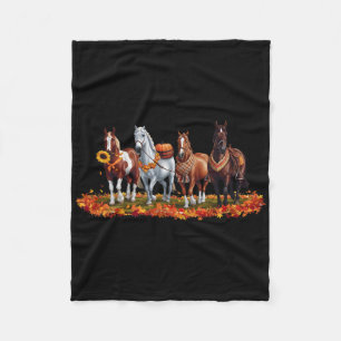 Fall Horse Animal Thanksgiving Sunflowers Pumpkin Fleece Blanket