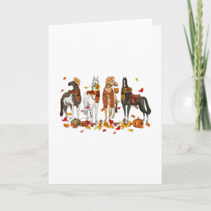 Fall Horse Thanksgiving Horse Autumn Leaves Wester Card