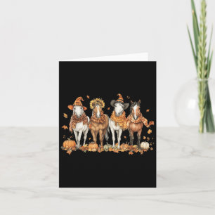 Fall Horse Thanksgiving Horse Autumn Leaves Wester Card