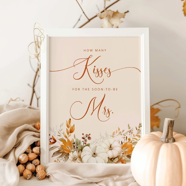 Fall how many kisses bridal shower game poster (Creator Uploaded)